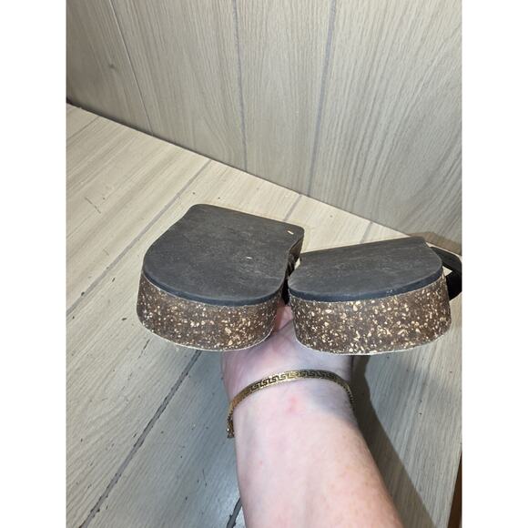 Tory Burch Style MILLER CLOUD Black Patent Leather Cork Thong Sandal Size 6.5 - Picture 9 of 10